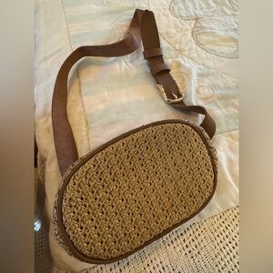 Brown Woven Crossbody Bag or Fanny pack